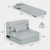 Folding Chair Bed with Pillow, Modern Linen Sleeper Sofa Bed for Living Room, Dorm, Guest Use, Light Gray