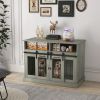 Dog Crate Furniture Gray for Large Small Dogs with Shelves Sliding Doors 47 x 23.5 x 35