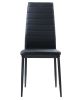 Modern Black Metal Side Chairs Set of 2 with Faux Leather Upholstery for Dining Room