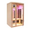 Two-person hemlock far-infrared heating sauna with reading lights + colored lights + Bluetooth + external lights