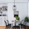 1 Light Industrial Pendant Light Modern Black Cage Kitchen Island Chandelier Hanging Lighting Fixture Indoor Metal Mini Ceiling Lamp for Dining Room E
