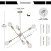 Modern Sputnik Chandelier Lighting 6 Lights Brushed Nickel Chandelier Mid Century Pendant Lighting Gold Ceiling Light Fixture for Hallway Bar Kitchen