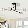 Modern Ceiling Lamp with Light Fixture (6*G9 Bulbs Included),Modern Semi Flush Mount Light Fixture Crystal Chandelier for Dining Room, Bedroom