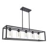 Black Chandeliers Rectangle 5 Lights Dining Room Lighting Fixtures Hanging Over Table