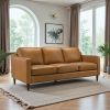 Cooper Mid Century Modern Tan Leather Sofa