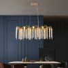 39.4-inch Modern Golden Pendant Light with Cascading Crystal Strands, Ideal for Living Room, Dining Room and Foyer