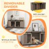 71" Modern Dog Kennel Furniture with Removable Divider, Storage for 2 Small Dogs or 1 Large Dog, Walnut