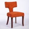 Set of 2 Mid Century Modern Dining Chairs, Upholstered Farmhouse Accent Chairs with Curved Backrest and Copper Nail Trim, Hardwood Frame
