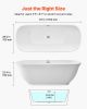 VEVOR Acrylic Freestanding Bathtub, 67 Inch Contemporary Soaking White Tub with Polished Chrome Overflow and Drain
