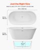 VEVOR Acrylic Freestanding Bathtub, 59 Inch Contemporary Soaking White Tub with Brushed Nickel Overflow and Drain