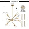 Modern Sputnik Chandelier Lighting 8 Lights Brushed Brass Chandelier Mid Century Pendant Lighting Gold Ceiling Light Fixture for Hallway Bar Kitchen D