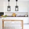1 Light Industrial Pendant Light Modern Black Cage Kitchen Island Chandelier with Clear Glass Shade Hanging Lighting Fixture Indoor Metal Mini Ceiling