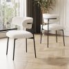 dining chairs set of 2 white , medieval modern dining chairs, teddy velvet chairs with metal legs, kitchen, easy to assemble suitable for home