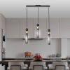 Modern Black and Gold 3-Light Pendant Chandelier, Adjustable Hanging Lights with Cylindrical Mesh Shades, E26 Base, Ideal for Dining Room