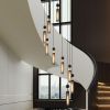 Modern Industrial Multi-Light Pendant Chandelier - 9-Light Black and Gold Adjustable Ceiling Light Fixture with Mesh Cylinder Shades for Living Room