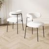 dining chairs set of 2 white , medieval modern dining chairs, teddy velvet chairs with metal legs, kitchen, easy to assemble suitable for home
