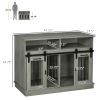 Dog Crate Furniture Gray for Large Small Dogs with Shelves Sliding Doors 47 x 23.5 x 35