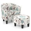 2pcs Modern Accent Tub Chair and Ottoman Set with Fabric Upholstered