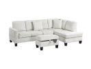 3pc Sectional Set RAF Chaise LAF Sofa Storage Ottoman Beige Color Corduroy Couch Pillows Modern Living Room