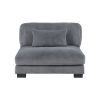 1pc Modern Living Room Furniture Modular Armless Chair Plush Gray Corduroy Fabric Upholstery Plywood Frame, Matching Pillow