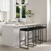 Set of 2 Modern Counter Stools with Velvet Upholstery Black