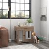 Dog Crate Furniture with Soft Water-Resistant Cushion, Drawer, for Small Dogs, Brown