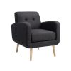 Mid-Century Modern Fabric Accent Armchair Single Sofa with Rubber Wood Legs for Living Room