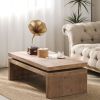 Modern Rustic Wood Coffee Table – Rectangular Living Room Center Table with Floating Top Design 47.6" L * 23.6" W * 16.3" H