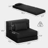 Folding Chair Bed with Pillow, Modern Linen Sleeper Sofa Bed for Living Room, Dorm, Guest Use, Black