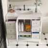 Modern 37"Bathroom Vanity with Artificial marble Carrara white top Set , Multi-functional Bathroom Cabinet with Doors and Drawer