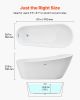 Acrylic Freestanding Bathtub, 67 Inch Contemporary Soaking White Tub with Brushed Nickel Overflow and Drain