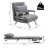 Folding Convertible Sofa Bed Sleeper Chair 5 Position Light Grey Steel Frame