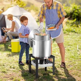 100 Qt Seafood Boiling Kit With Strainer Outdoor Crab Crawfish Cooking Pot (Color: Silver)