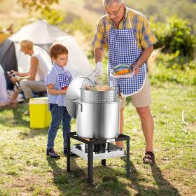 80 Qt Seafood Boiling Kit With Strainer Outdoor Crab Crawfish Cooking Pot (Color: Silver)
