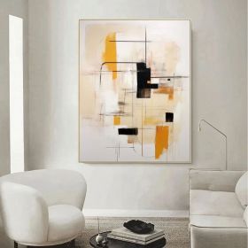 Large Beige Wall Art Orange Abstract Painting Yellow Minimalist Painting Beige Abstract Painting Wabi-Sabi Wall Art Original Abstract Art (Style: 01, size: 120x160cm)