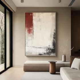 Beige textured wall decor art large beige and red minimalist wall decor art Black canvas abstract painting modern living room decor (Style: 01, size: 120x160cm)