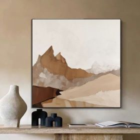 Hand Painted Large Beige Oil Painting Wall Art Beige Minimalist Canvas Art Beige Abstract Wall Art Beige Painting Modern Minimalist Wall Art (Style: 01, size: 80x80cm)