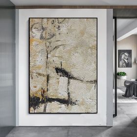 Handmde Oil Painting Original Beige Minimalist Wall Art Large Abstract Minimalist Grey Painting Minimalist Abstract Art On Canvas Modern Painting For (Style: 01, size: 60x90cm)