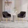 Mid-Century Modern Fabric Dining Chair with Wood Finished Metal Legs, 2-Pcs Set