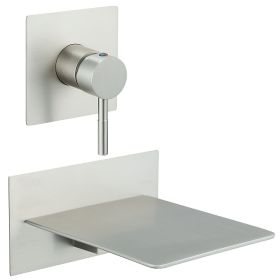 Single Handle Wall Mount Spout Waterfall Bathroom Faucet in Brushed Nickel (Color: Brushed Nickel)