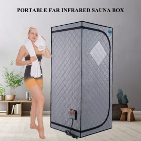 Portable Full Size Grey Infrared Sauna tent–Personal Home Spa, with Infrared Panels, Heating Foot Pad, Controller, Foldable Chair (Color: as Pic)