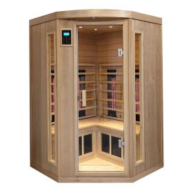 Hemlock pentagonal double opening glass sauna room (Color: as Pic)