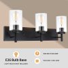 5-Light Black Bathroom Vanity Light, Black Vanity Light with Seeded Glass Shades, Modern Vanity Light Fixture for Bathroom Mirror, Bedroom