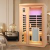 Low EMF Front door with heating panel Two Person Hemlock Far Infrared Indoor Suana Room