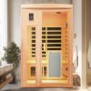 Low EMF Front door with heating panel Two Person Hemlock Far Infrared Indoor Suana Room