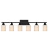 Bathroom Light Fixtures Brushed Brass 6-Light Bathroom Vanity Light, Modern Bathroom Lights Over Mirror with Milky White Glass Shade